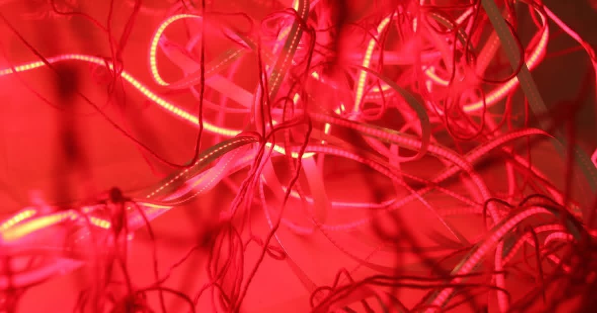 Red light detail from the Acne installation