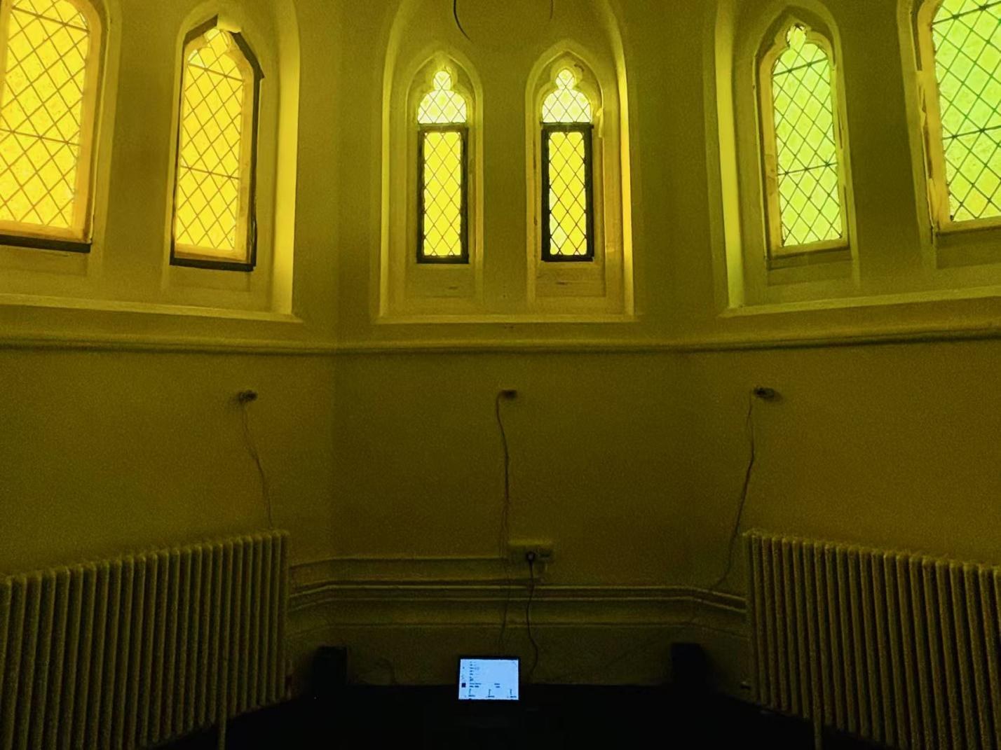 Kitchen Echoes installation space with tactile listening prototype