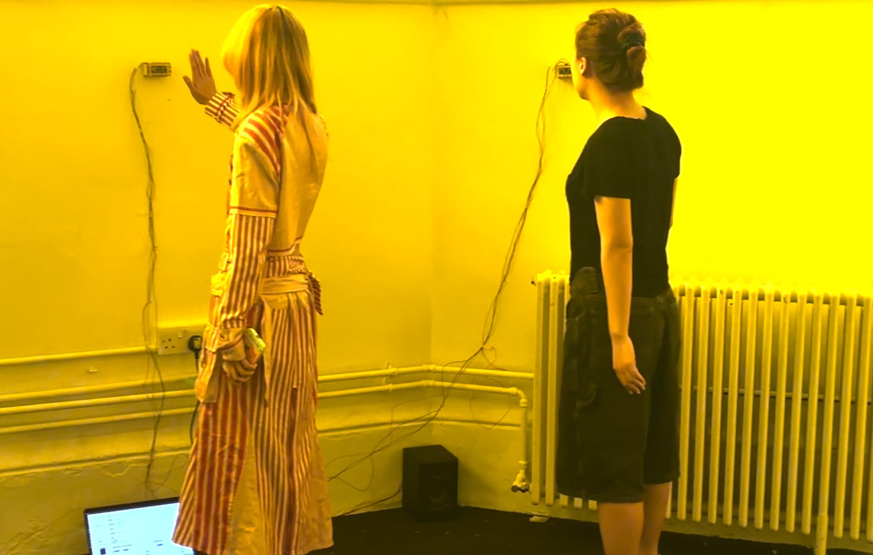 Audience viewing the Kitchen Echoes installation
